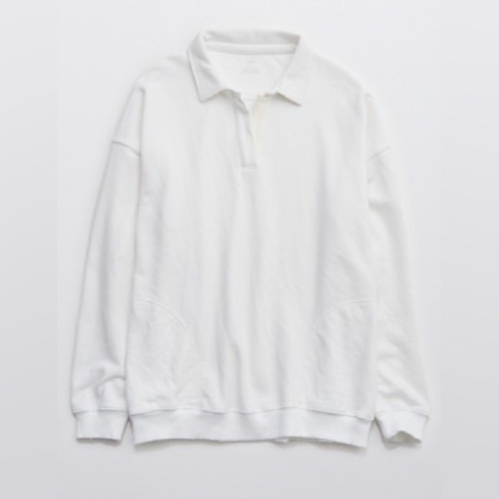 Aerie Happy Henley Everyday Polo Sweatshirt
